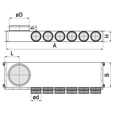 Plenum boxes > Corner plenum box, left-sided SR-RKN.L