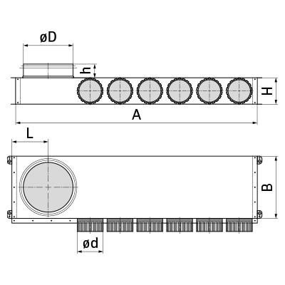 Plenum boxes > Corner plenum box, left-sided SR-RKN.L