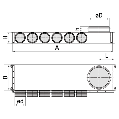 Plenum boxes > Corner plenum box, right-sided SR-RKN.P