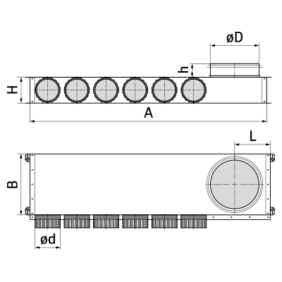 Plenum boxes > Corner plenum box, right-sided SR-RKN.P