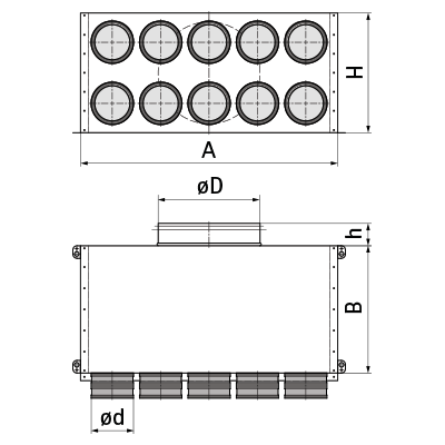 Plenum boxes > Double-row plenum box SR-RPD