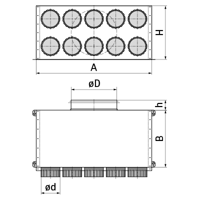 Plenum boxes > Double-row plenum box SR-RPD