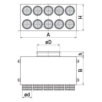 Plenum boxes > Double-row plenum box SR-RPD