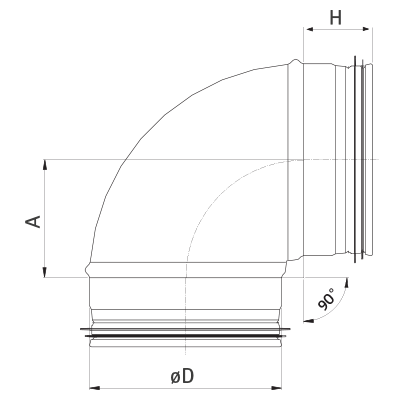 Codos de ventilación > Codo estampado compacto 90° BKL90