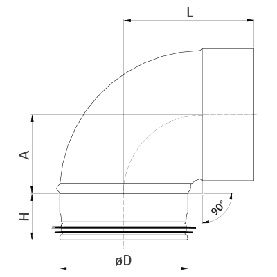 Codos de ventilación > Codo estampado compacto 90° BKML90