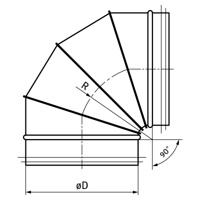 Codos de ventilación > Codo segmentado compacto 90° BFKL90