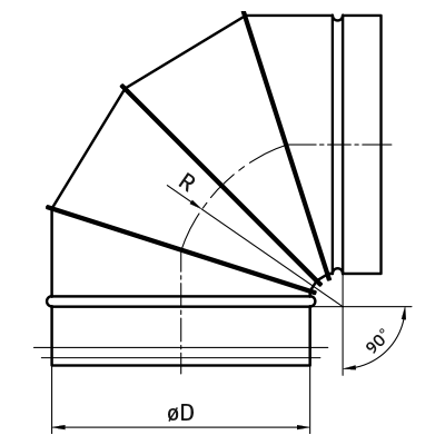 Codos de ventilación > Codo segmentado compacto 90° BFKML90