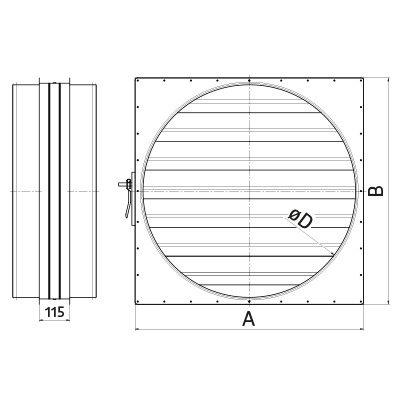 Standard-Drosselklappen > Mehrblatt-Drosselklappe mit Rundanschluss DSL‑PW/DSL‑PW-SI