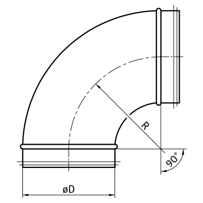 Codos de ventilación > Codo estampado 90° BL/B