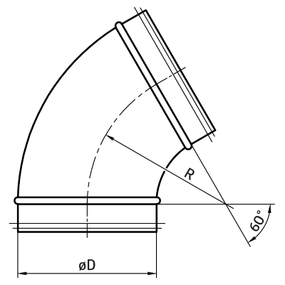 Codos de ventilación > Codo estampado 60° BL/B