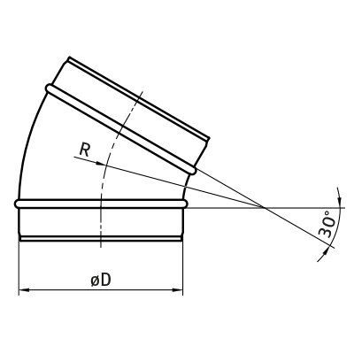 Codos de ventilación > Codo estampado 30° BL/B