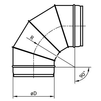 Belüftungsbögen > Segmentbogen 90° BFL/BF(E)