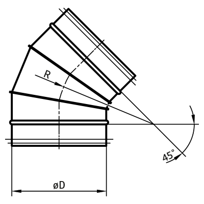 Belüftungsbögen > Segmentbogen 45° BFL/BF(E)