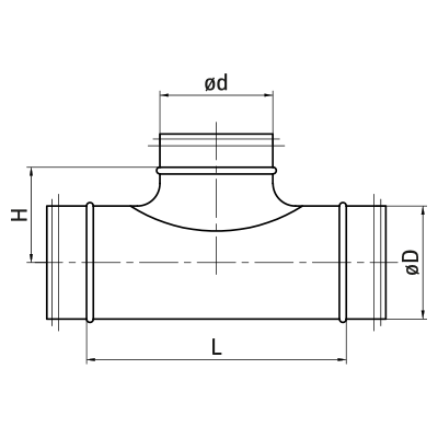 T-pieces > T-piece with pressed saddle TCP(E)/TCPL