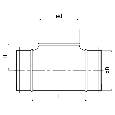 Unión en T de ventilación > Pieza estampada en forma de T TSHF/TSHFL