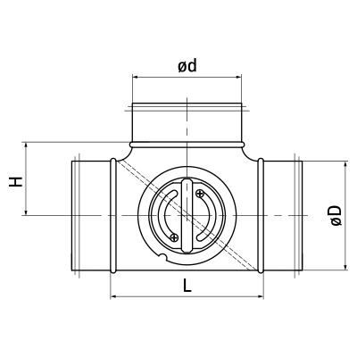 T-pieces > T-piece with damper TSHFL-DTL/TSHFL-DTBL