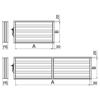 Compuertas rectangulares > Registro multihoja rectangular PW/PW-SI