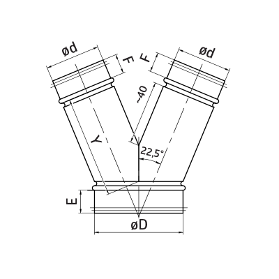 T-pieces > Twin bend 22,5° YVE/YVL